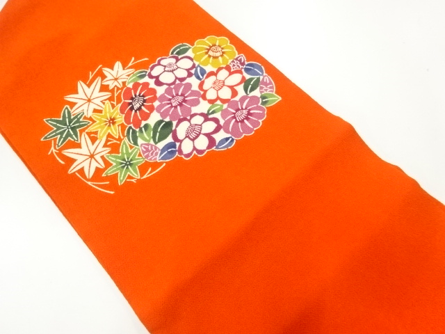 縮緬地型染花丸文様名古屋帯